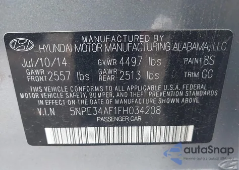 2015 Hyundai Sonata Sport from USA, damaged, VIN 5NPE34AF1FH034208